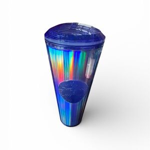 Starbucks Blue Iridescent Kaleidoscope Cold Cup 24oz Dome Lid Tumbler New